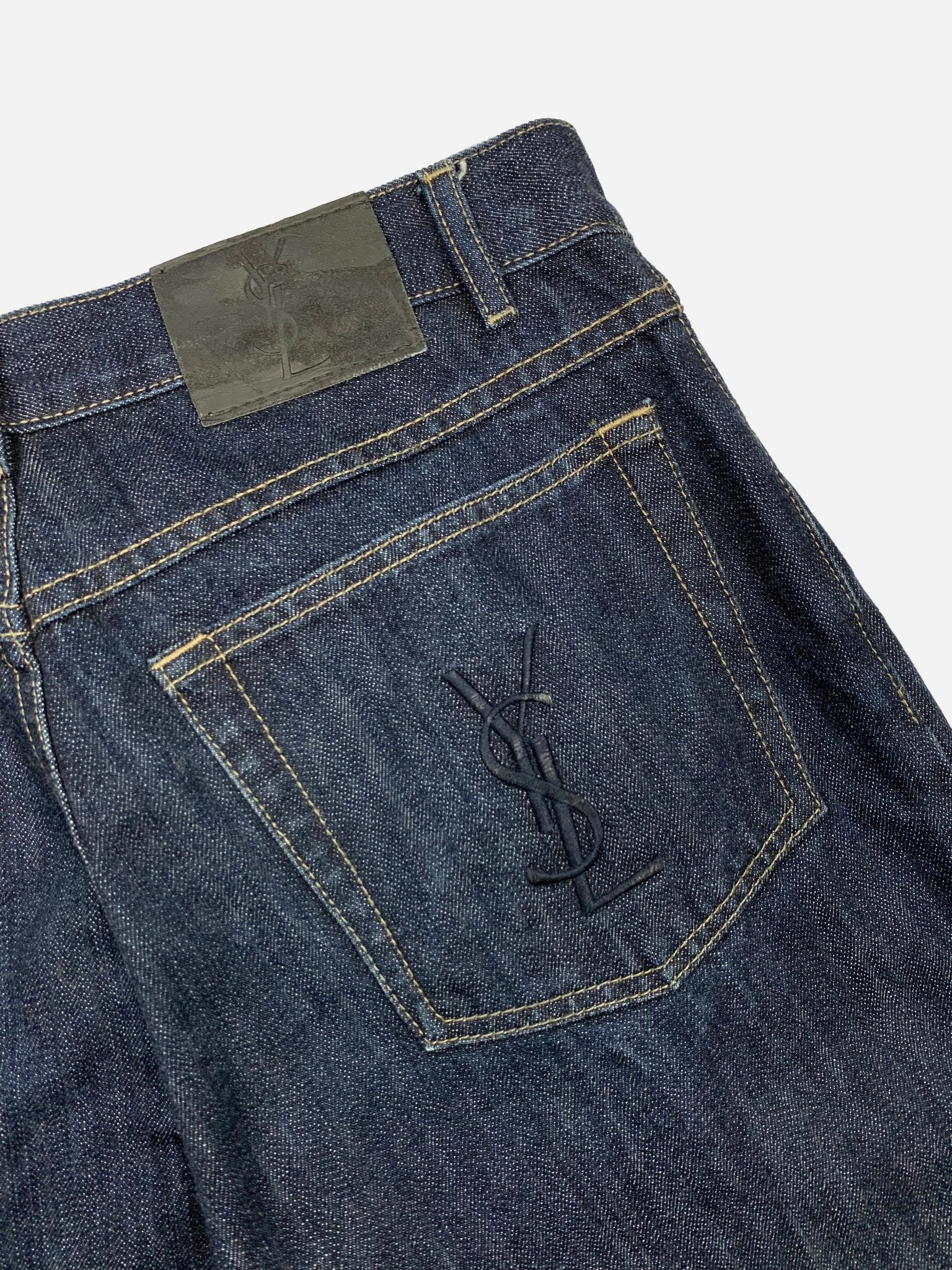 YVES SAINT LAURENT 'YSL' LOGO EMBROIDERY DENIM. (30 / 32) - SEVENUES.