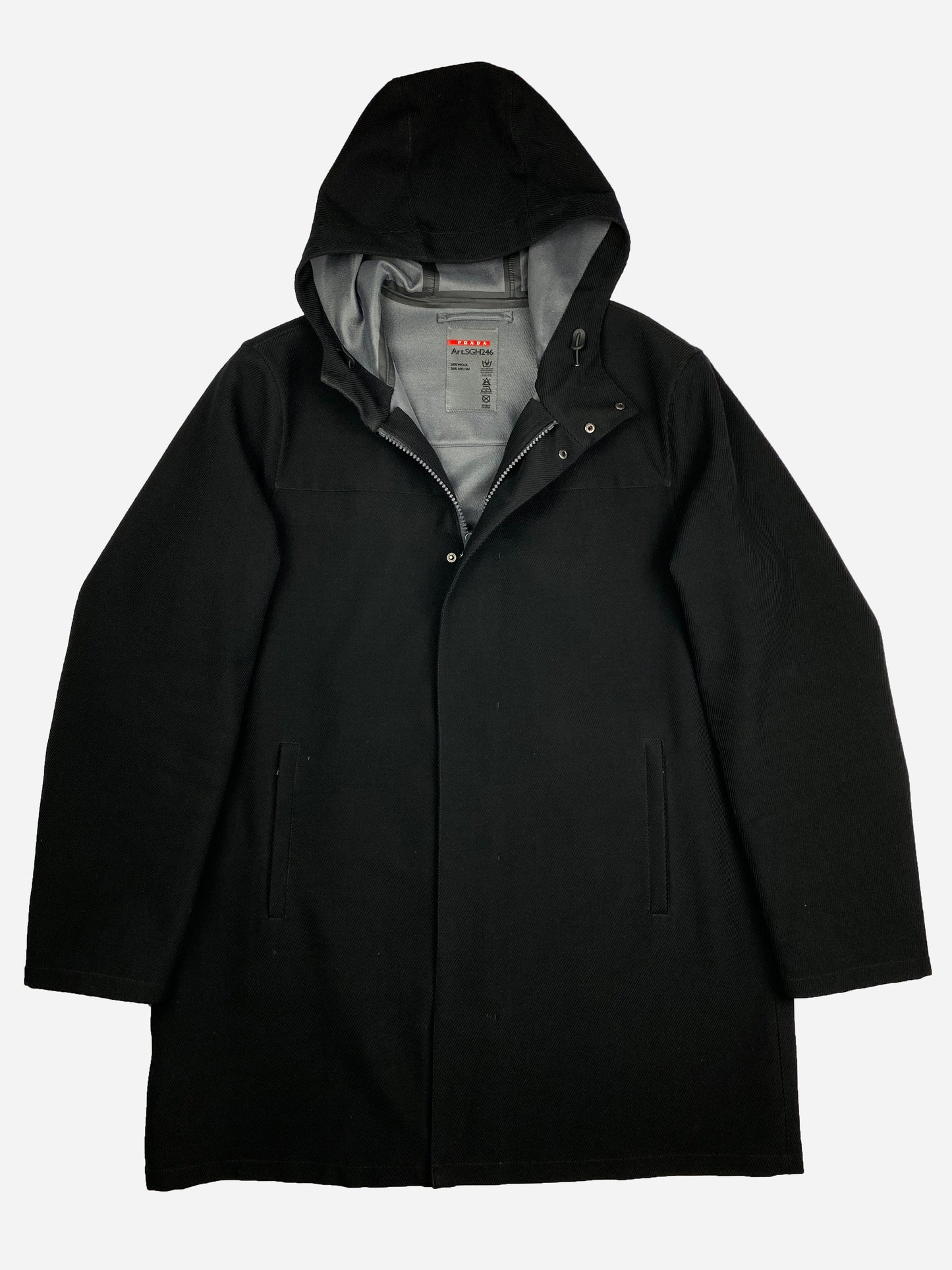 PRADA MILANO F/W 2011 LINEA ROSSA WOOL & NYLON COAT. (54 / L