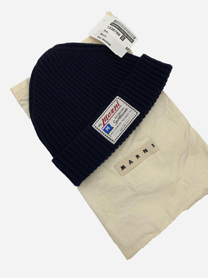 MARNI A/W 2020 "DISCTINCTIVE SPORTSWEAR" 100% WOOL BEANIE NAVY. - SEVENUES CLO.