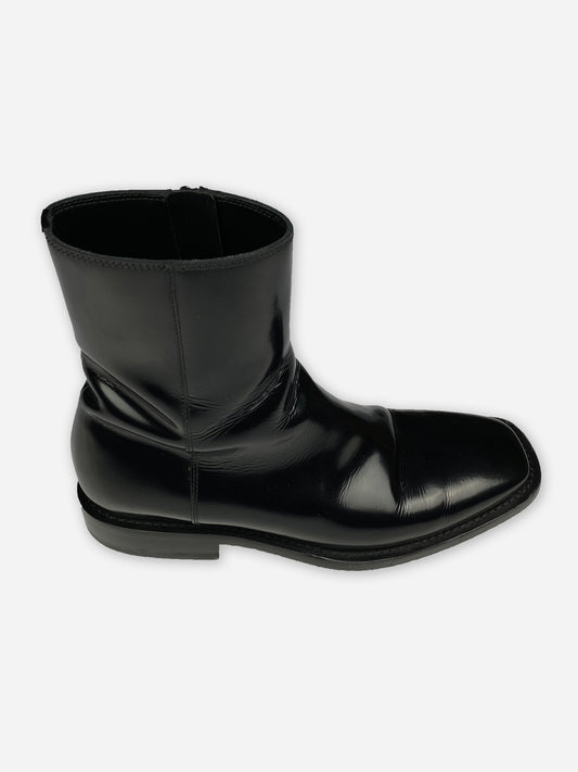 BALENCIAGA LEATHER PLATFORM SIDE-ZIP BOOTS. (40)