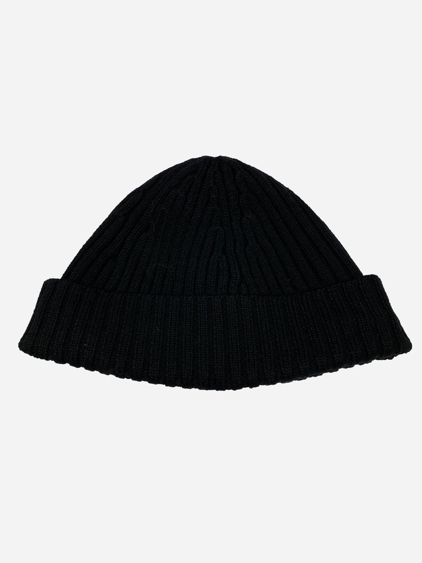 PRADA MILANO KNITTED LOGO PATCH BEANIE.