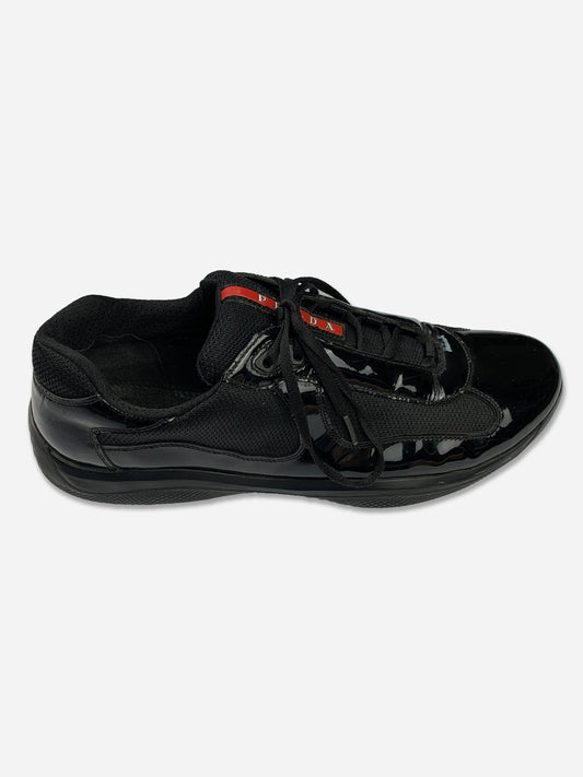 PRADA MILANO AMERICAS CUP PATENT LEATHER SNEAKER. (45)