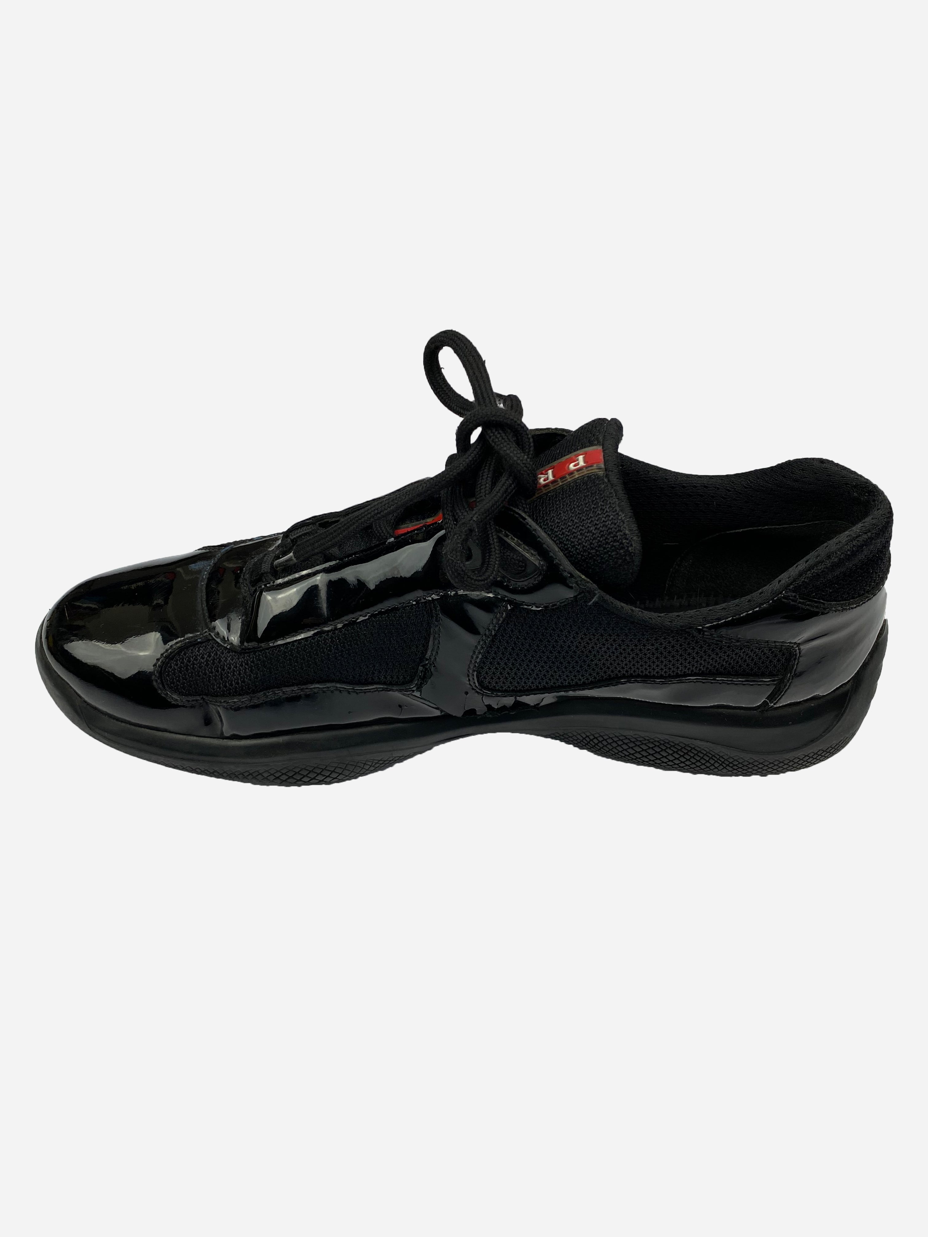 Prada americas cup patent cheap leather sneakers