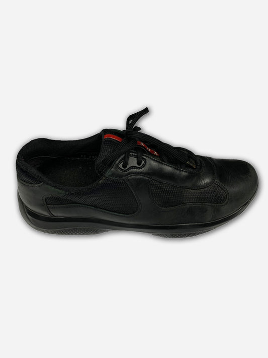 PRADA MILANO AMERICA'S CUP BLACK LEATHER SNEAKER. (9,5 / 43)