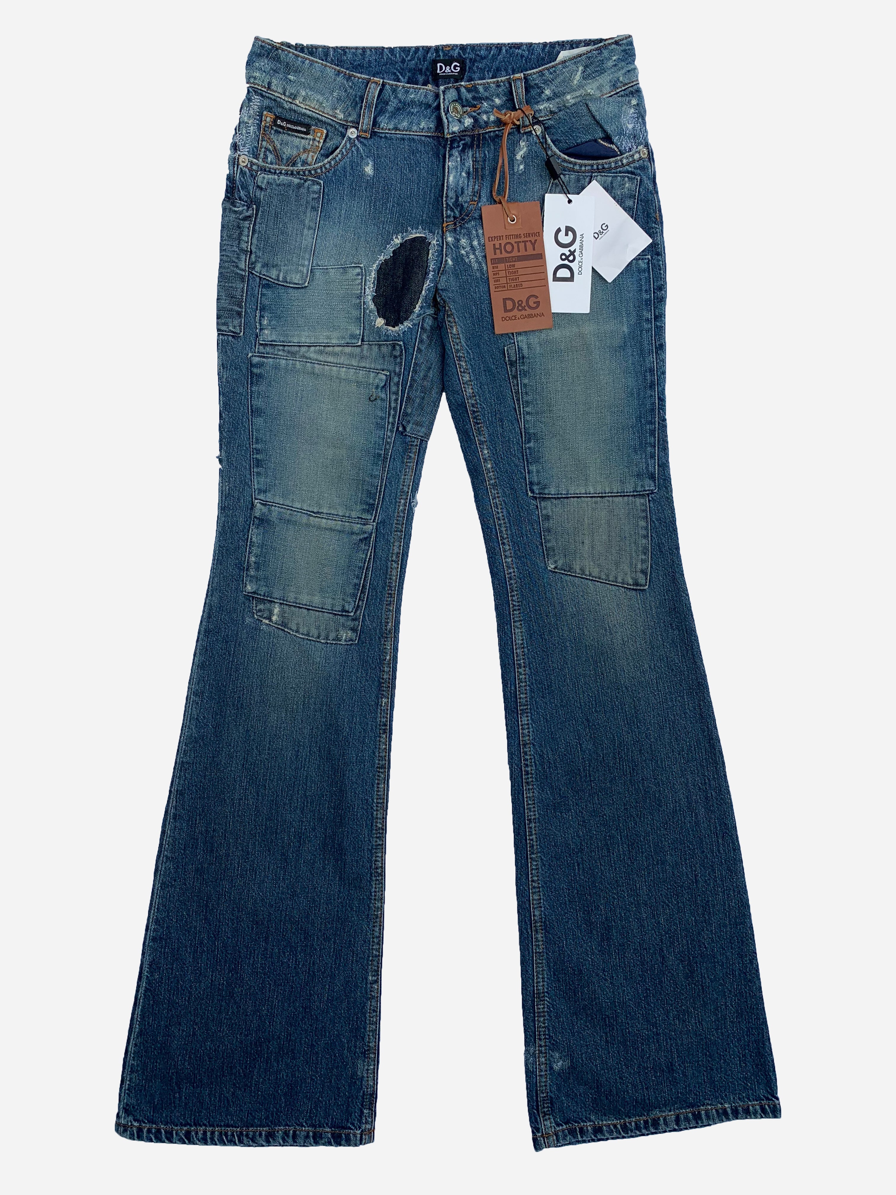 DOLCE & GABBANA FLARED 'HOTTY' PATCHWORK DENIM. (26) – SEVENUES.