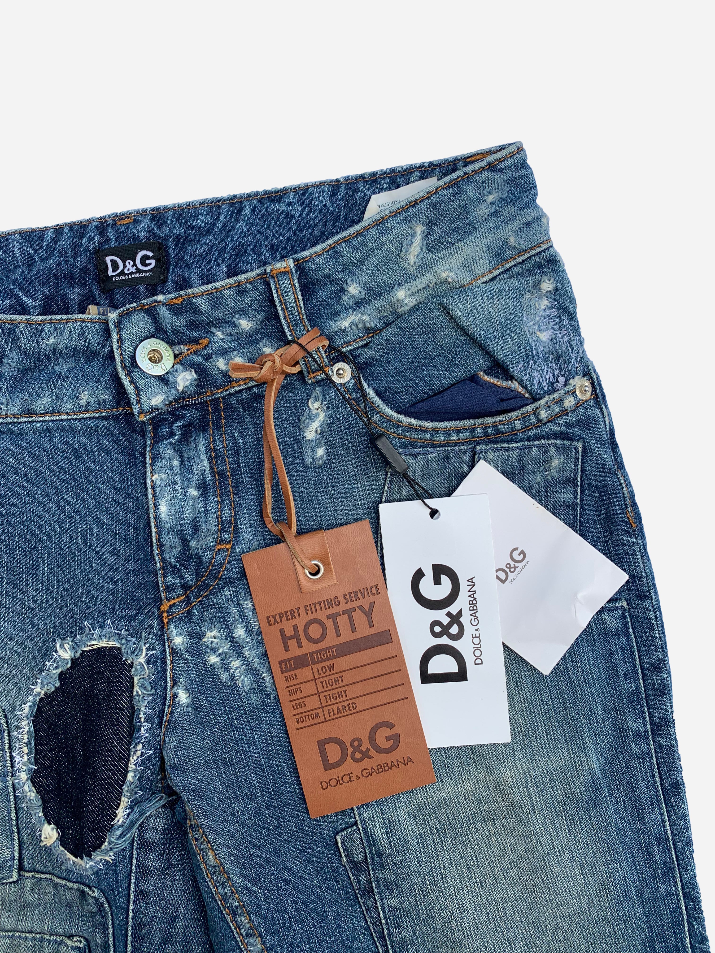 DOLCE & GABBANA FLARED 'HOTTY' PATCHWORK DENIM. (26) – SEVENUES.