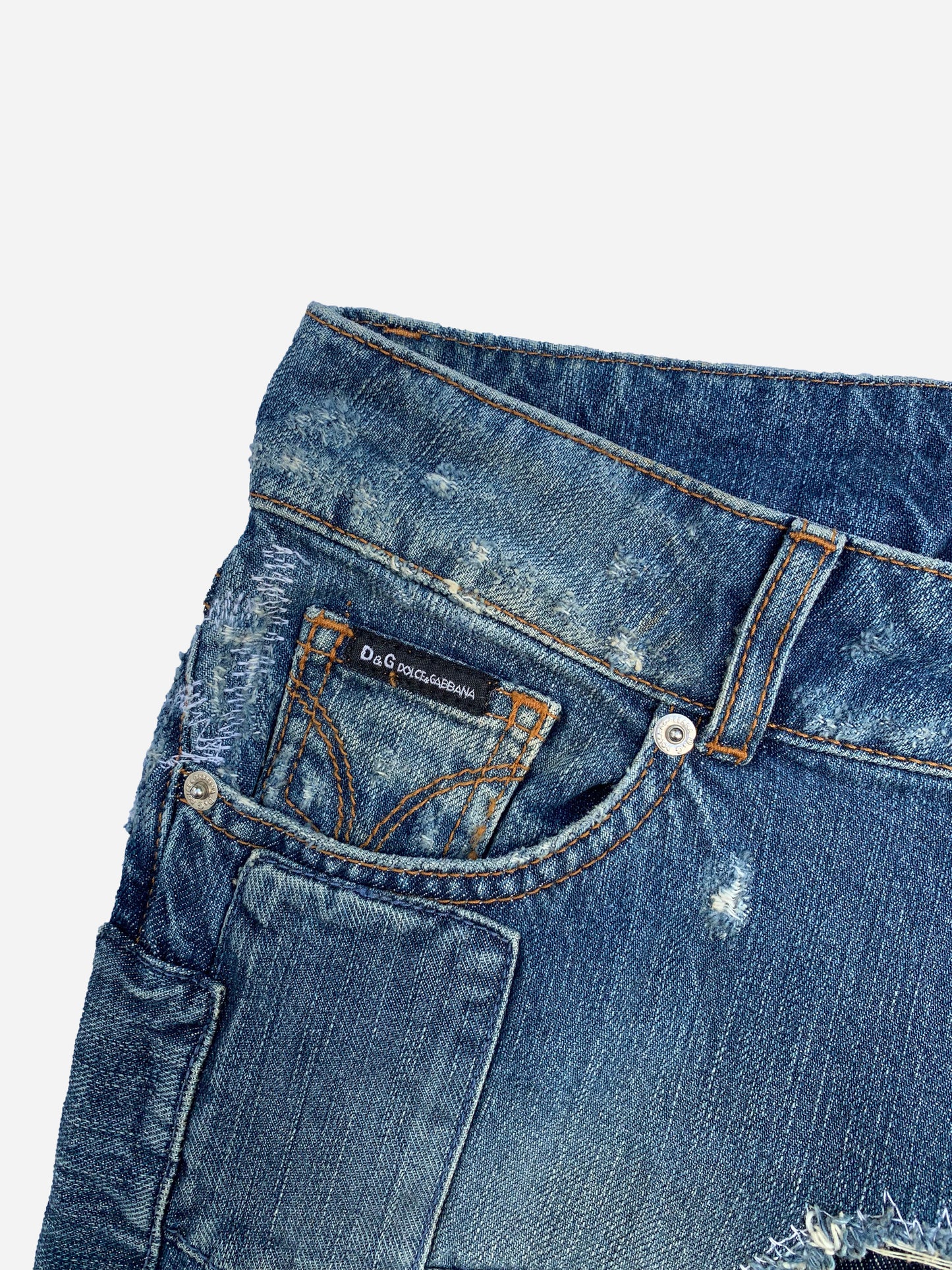 DOLCE & GABBANA FLARED 'HOTTY' PATCHWORK DENIM. (26)