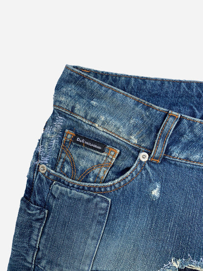 DOLCE & GABBANA FLARED 'HOTTY' PATCHWORK DENIM. (26)