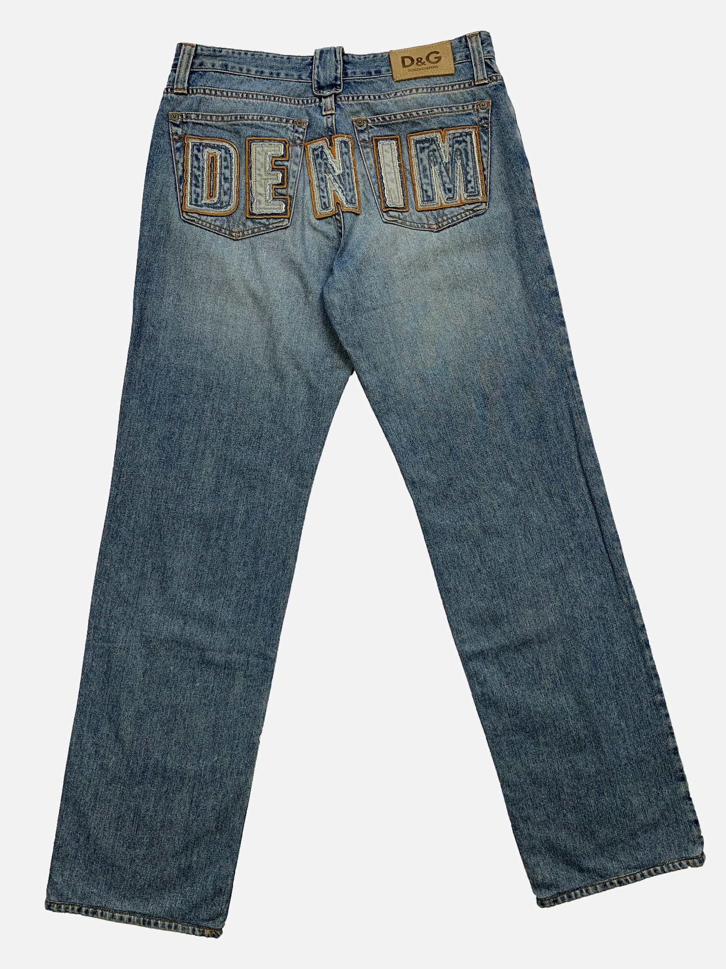 DOLCE & GABBANA 'DENIM' SPELLOUT EMBROIDERY JEANS. (33)