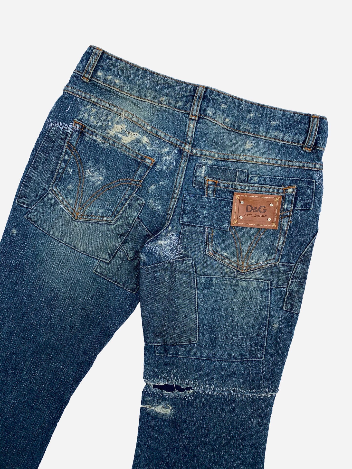 DOLCE & GABBANA FLARED 'HOTTY' PATCHWORK DENIM. (26)