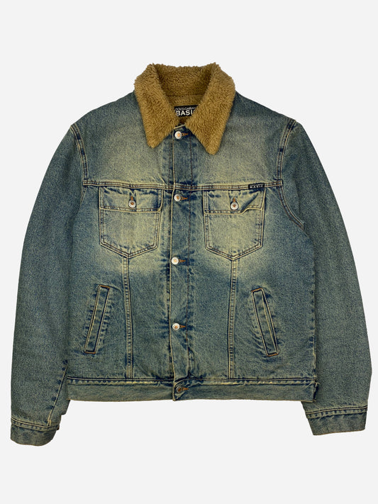 DOLCE & GABBANA WASHED SHEARLING DENIM JACKET. (54 / L)