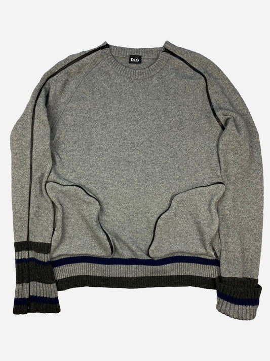 DOLCE & GABBANA MULTI-ZIP ASYMMETRICAL LANA WOOL KNIT JUMPER. (54 / L)