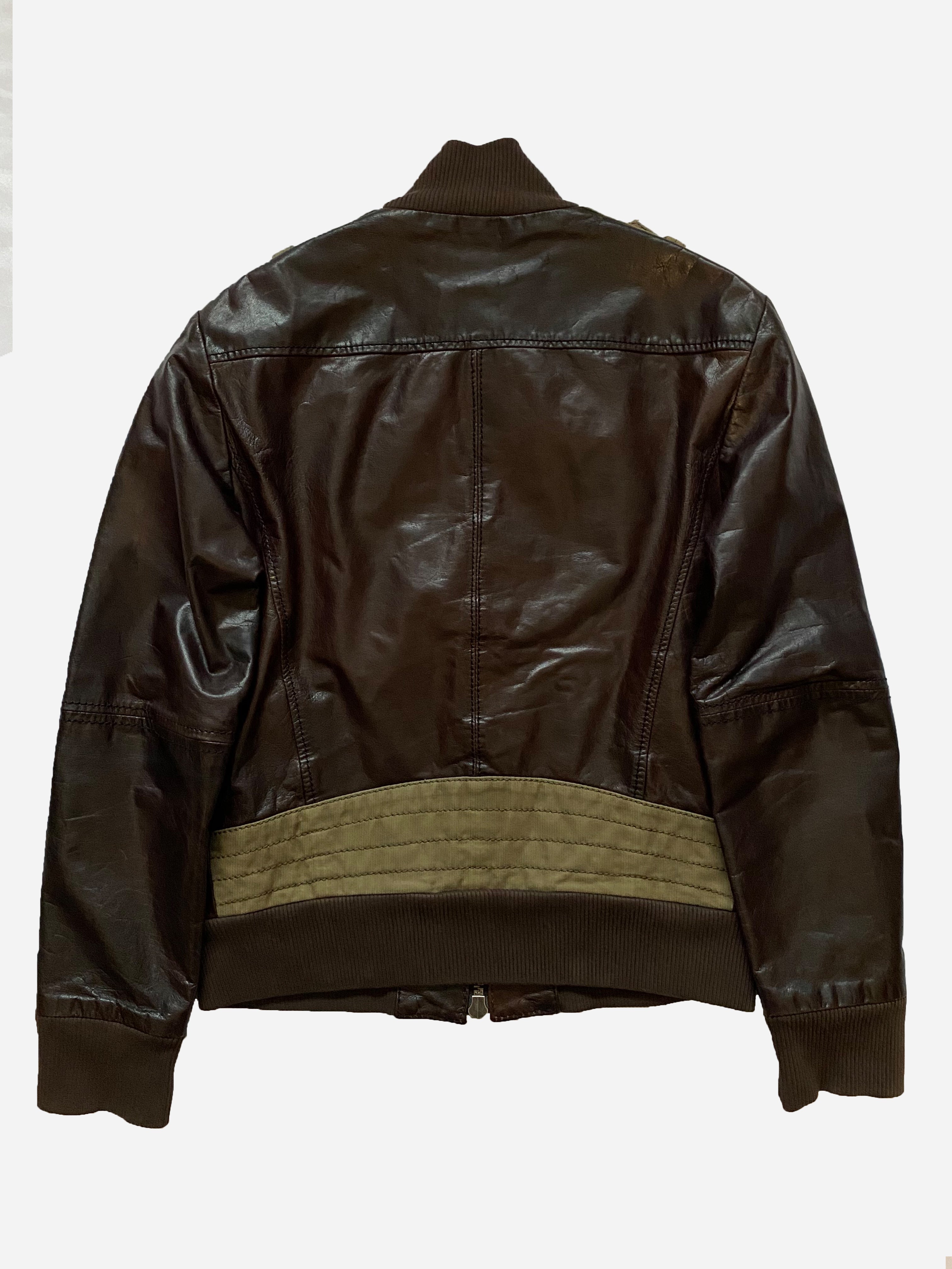 DIRK BIKKEMBERGS HYBRID MILITARY LEATHER JACKET. (50 / M) – SEVENUES.