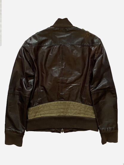 DIRK BIKKEMBERGS HYBRID MILITARY LEATHER JACKET. (50 / M)