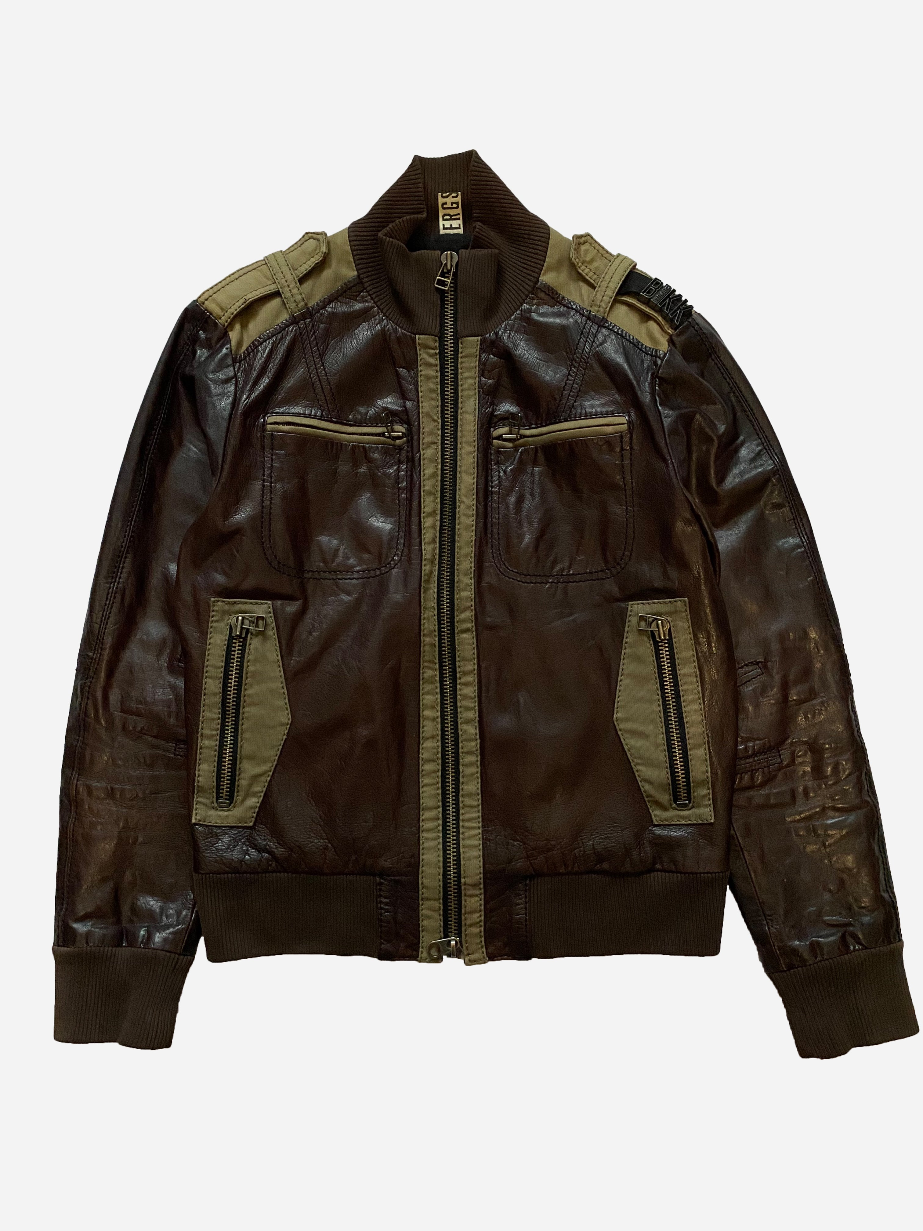 DIRK BIKKEMBERGS HYBRID MILITARY LEATHER JACKET. 50 M SEVENUES