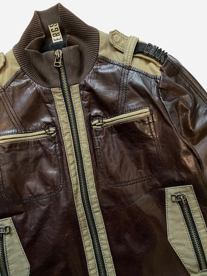 DIRK BIKKEMBERGS HYBRID MILITARY LEATHER JACKET. (50 / M)