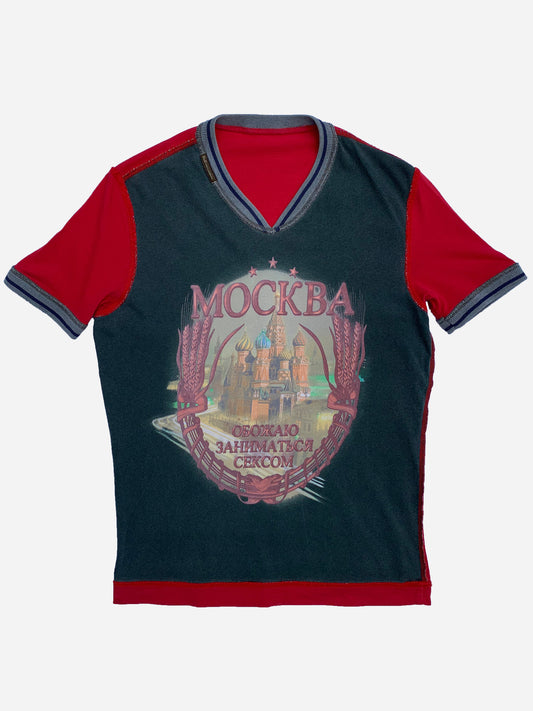 DOLCE & GABBANA 'MOCKBA' REVERSIBLE T-SHIRT. (M)