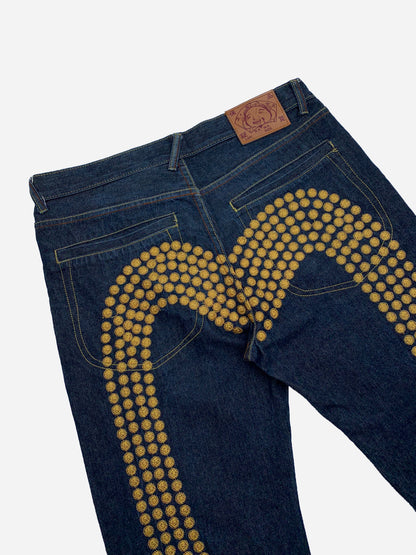 EVISU GENES JAPAN LARGE EMBROIDERED SEAUGULL INDIGO DENIM. (36)