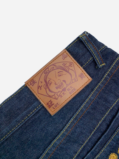 EVISU GENES JAPAN LARGE EMBROIDERED SEAUGULL INDIGO DENIM. (36)