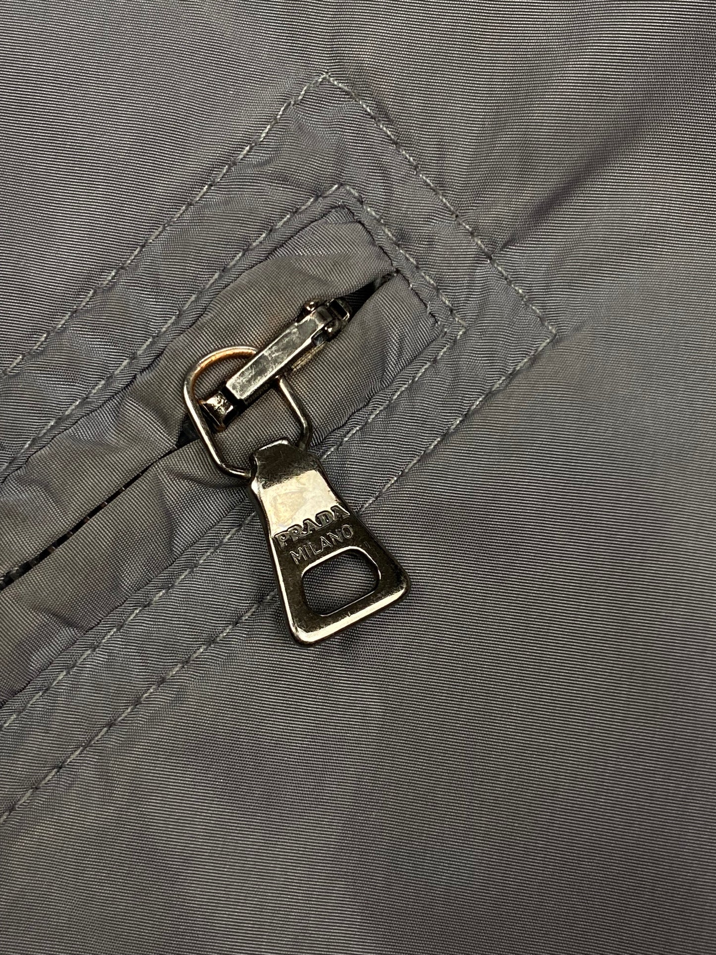 PRADA MILANO FLEECE LINED NYLON JACKET. (L)