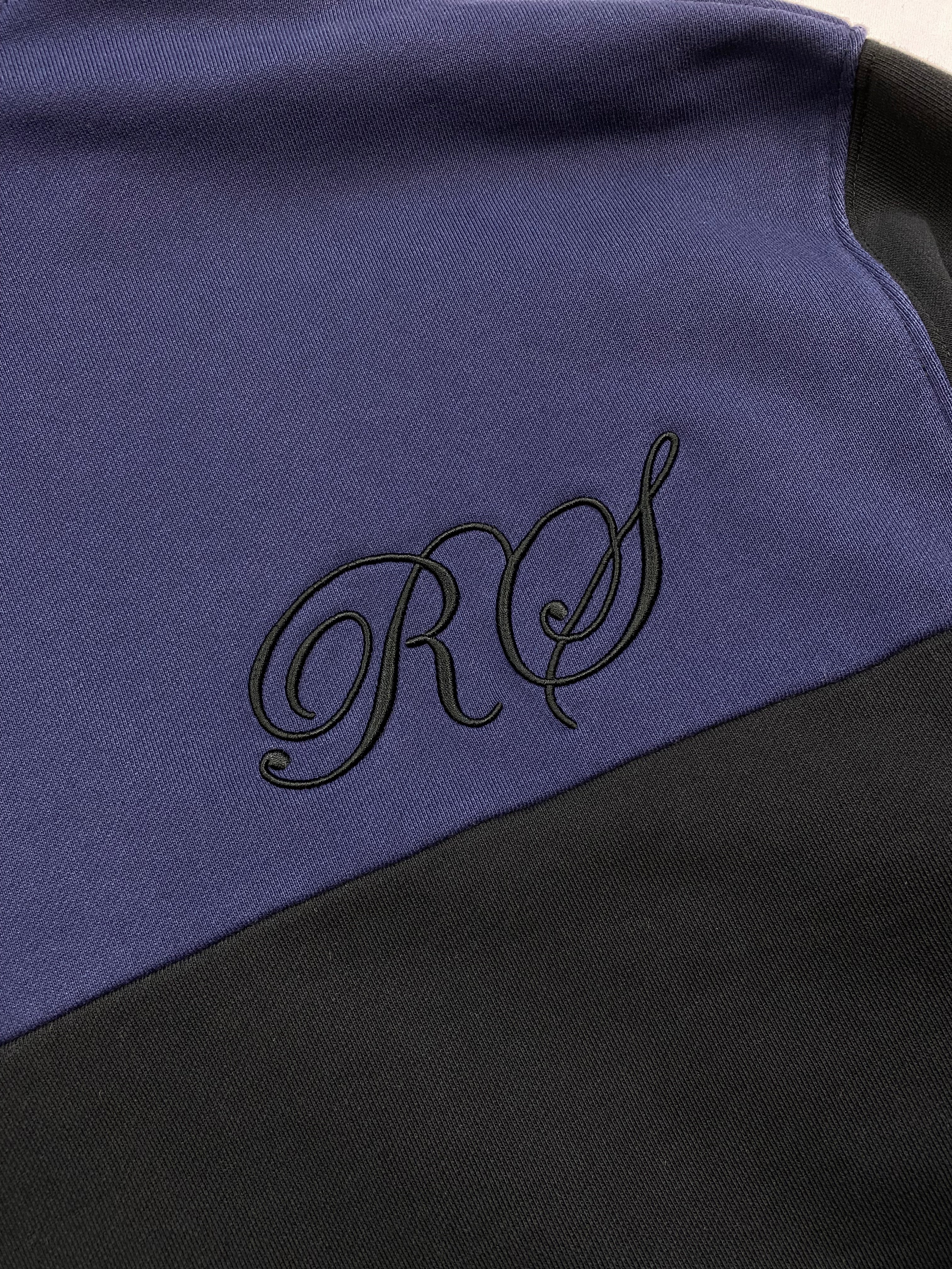 RAF SIMONS X FRED PERRY TWO-TONE HOODED SWEATSHIRT. (42 / L