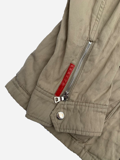 PRADA LINEA ROSSA WRINKLE-EFFECT CARGO OVERSHIRT. (58 / XL).