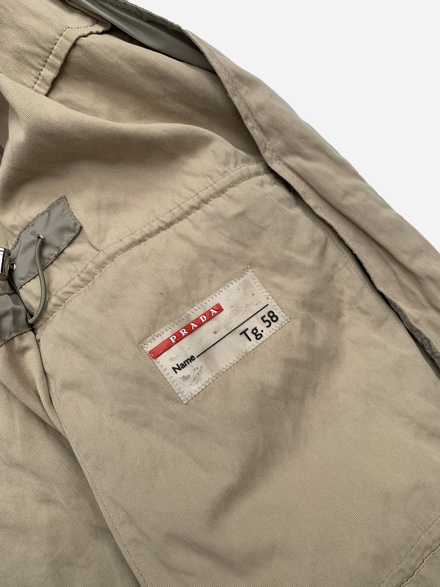 PRADA LINEA ROSSA WRINKLE-EFFECT CARGO OVERSHIRT. (58 / XL).