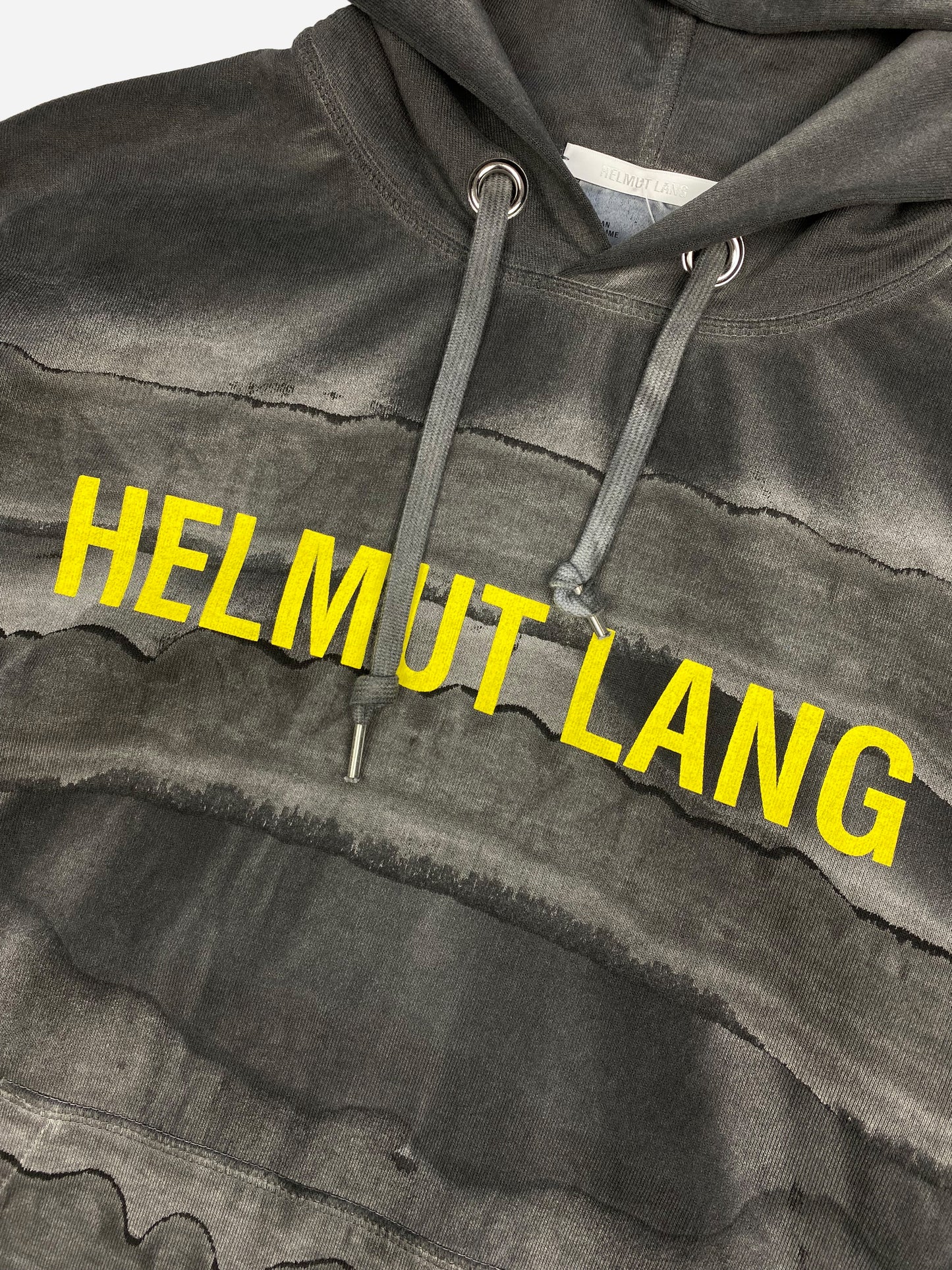 HELMUT LANG MARBLE DYE LOGO HOODED SWEATSHIRT. (S)