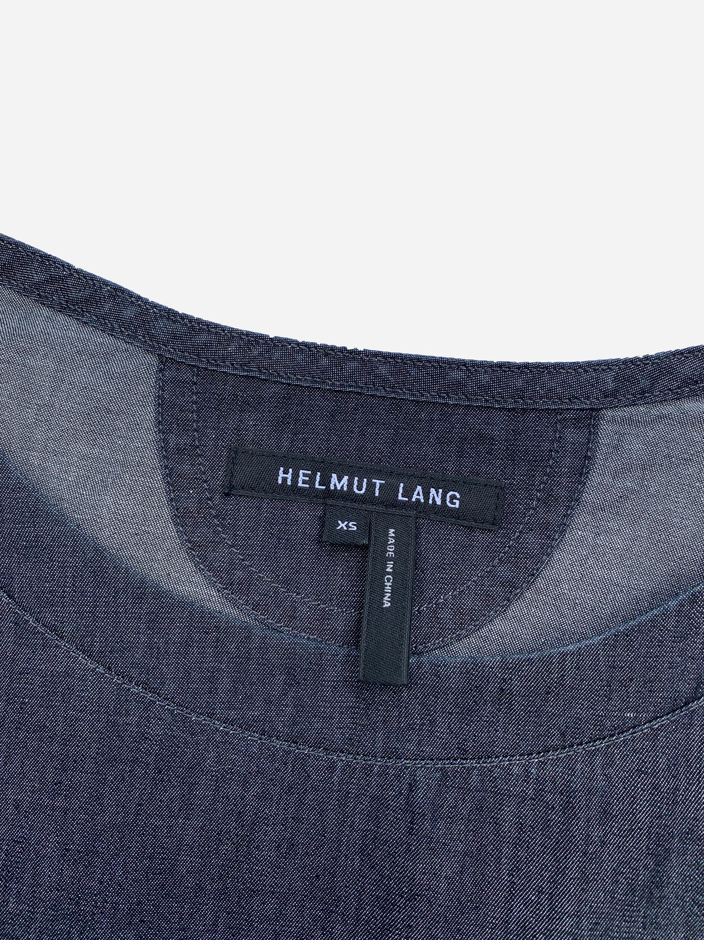 HELMUT LANG TWO TONE DENIM T-SHIRT. (XS)