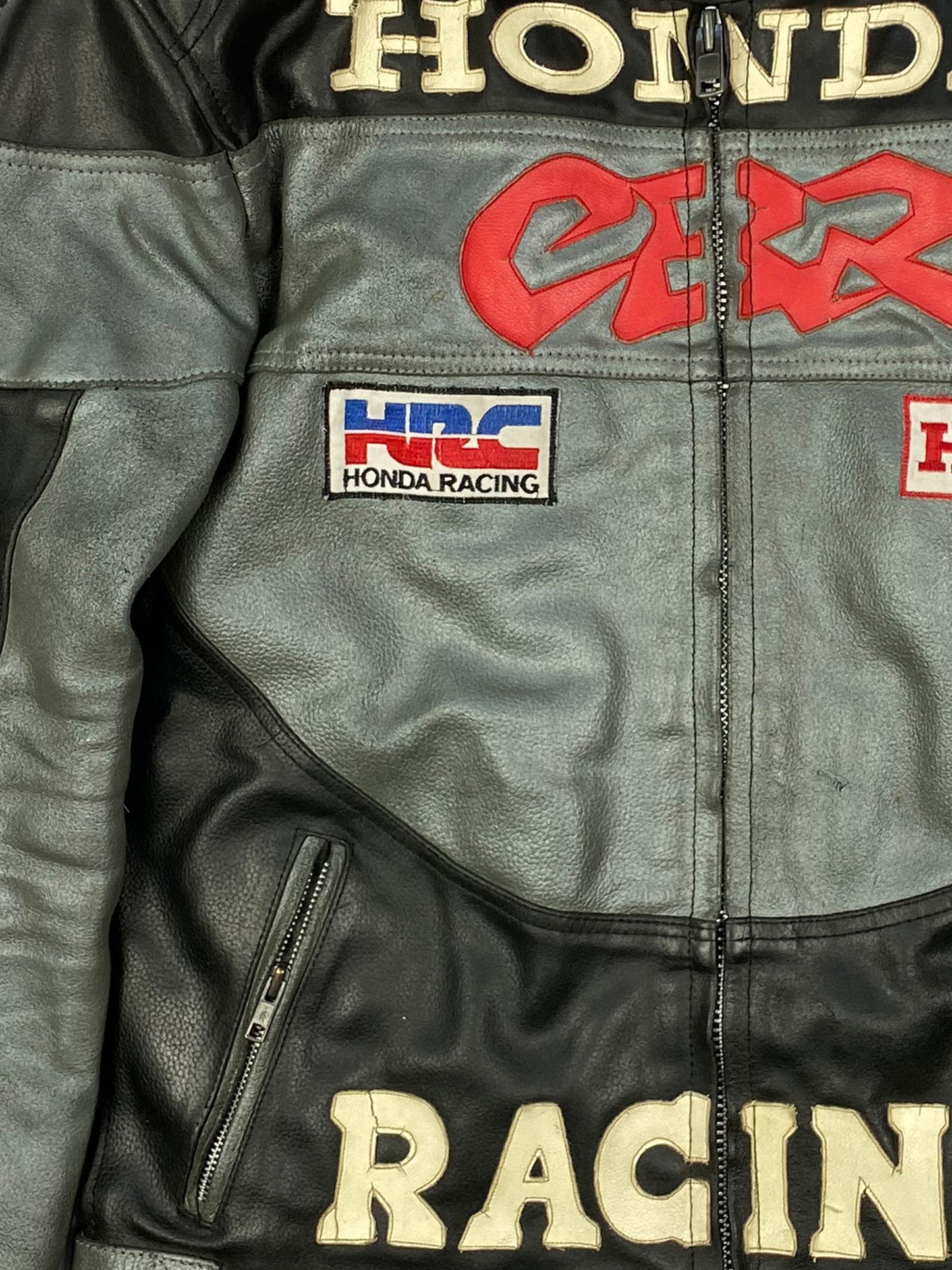 VINTAGE HONDA RACING MOTORCYCLE LEATHER JACKET. (M)