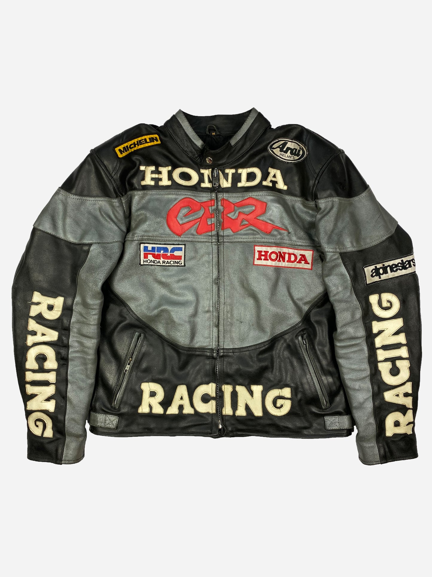 VINTAGE HONDA RACING MOTORCYCLE LEATHER JACKET. (M)