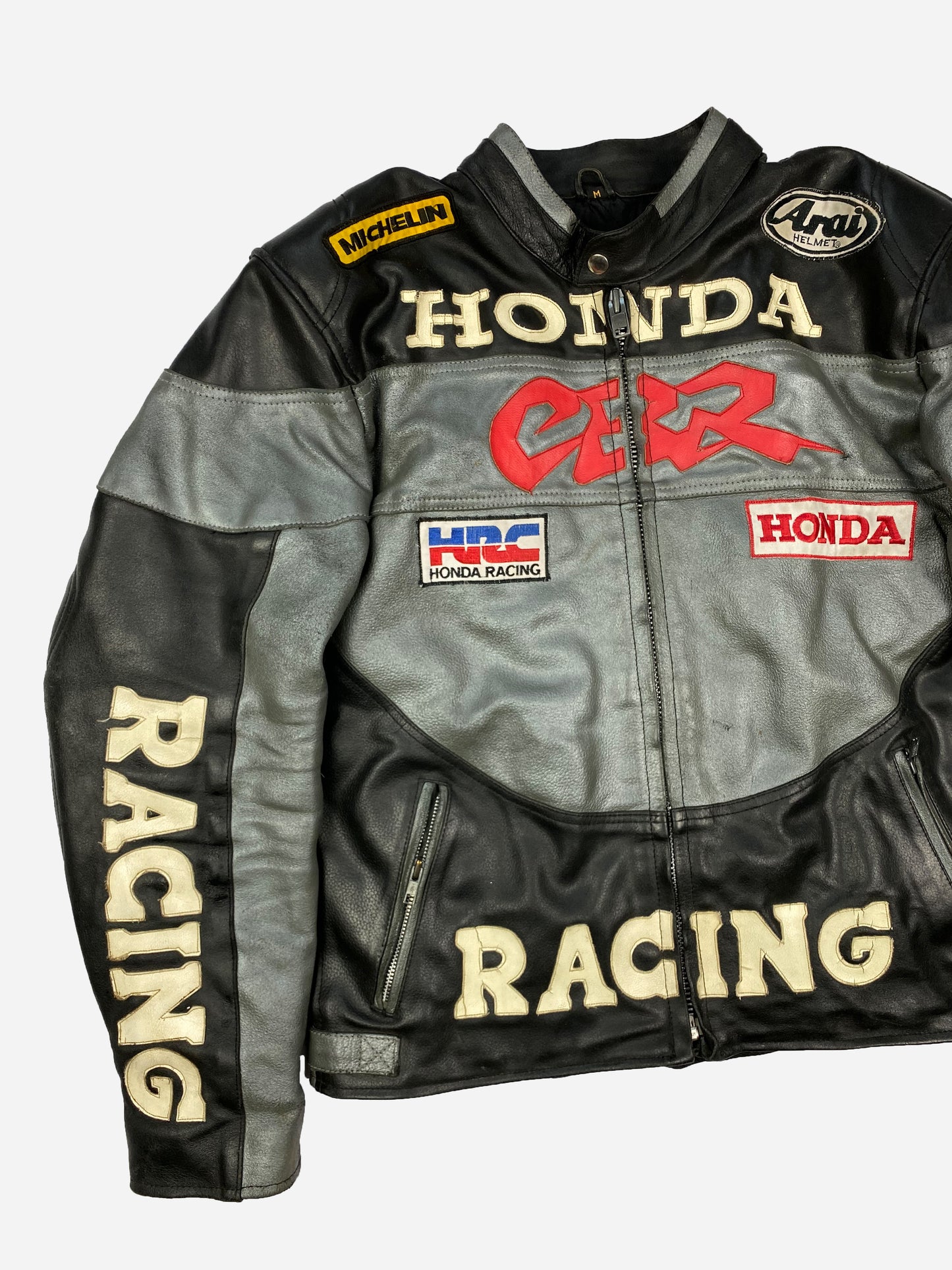 VINTAGE HONDA RACING MOTORCYCLE LEATHER JACKET. (M)