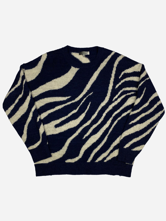 ISABEL MARANT MOHAIR ZEBRA INTARSIA KNIT JUMPER. (XL)