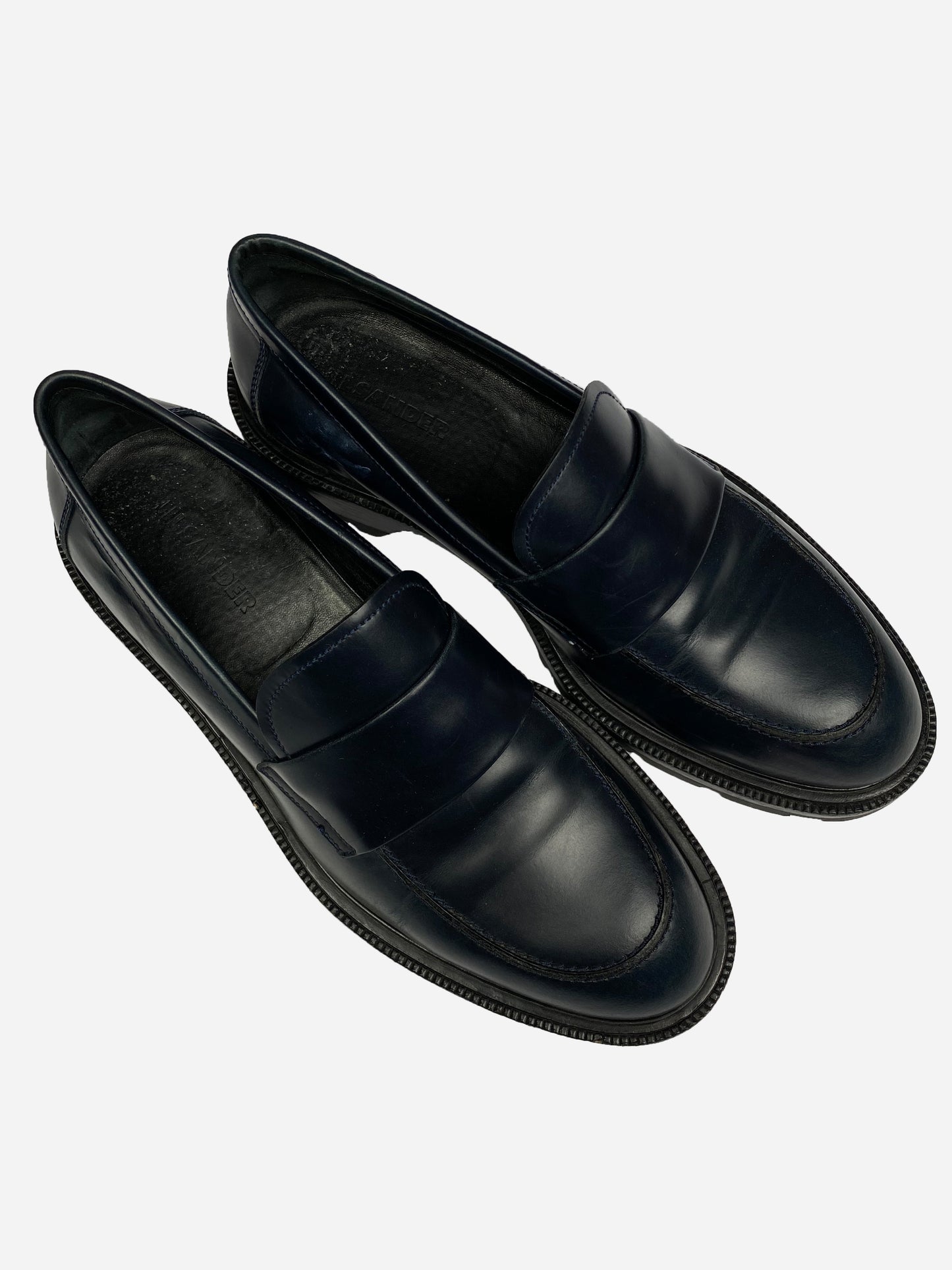 JIL SANDER HEAVY DUTY LEATHER PENNY LOAFER. (EU 42.5)