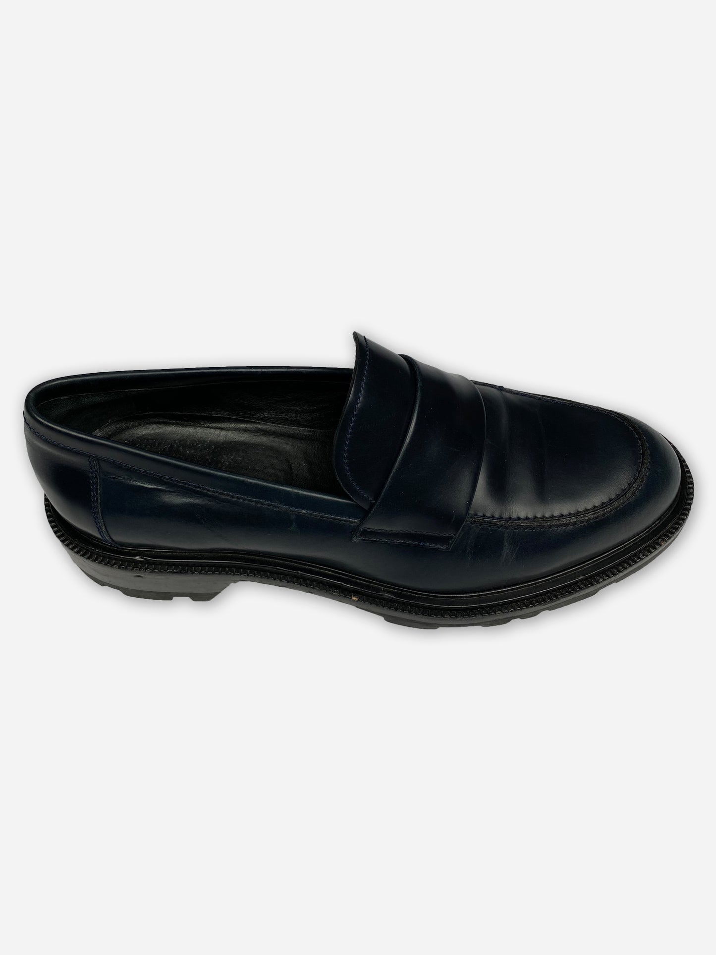 JIL SANDER HEAVY DUTY LEATHER PENNY LOAFER. (EU 42.5)