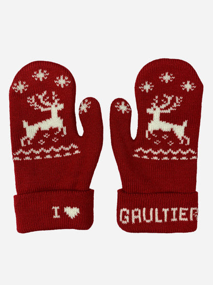 JEAN PAUL GAULTIER 'I <3 GAULTIER' REINDEER GLOVES.