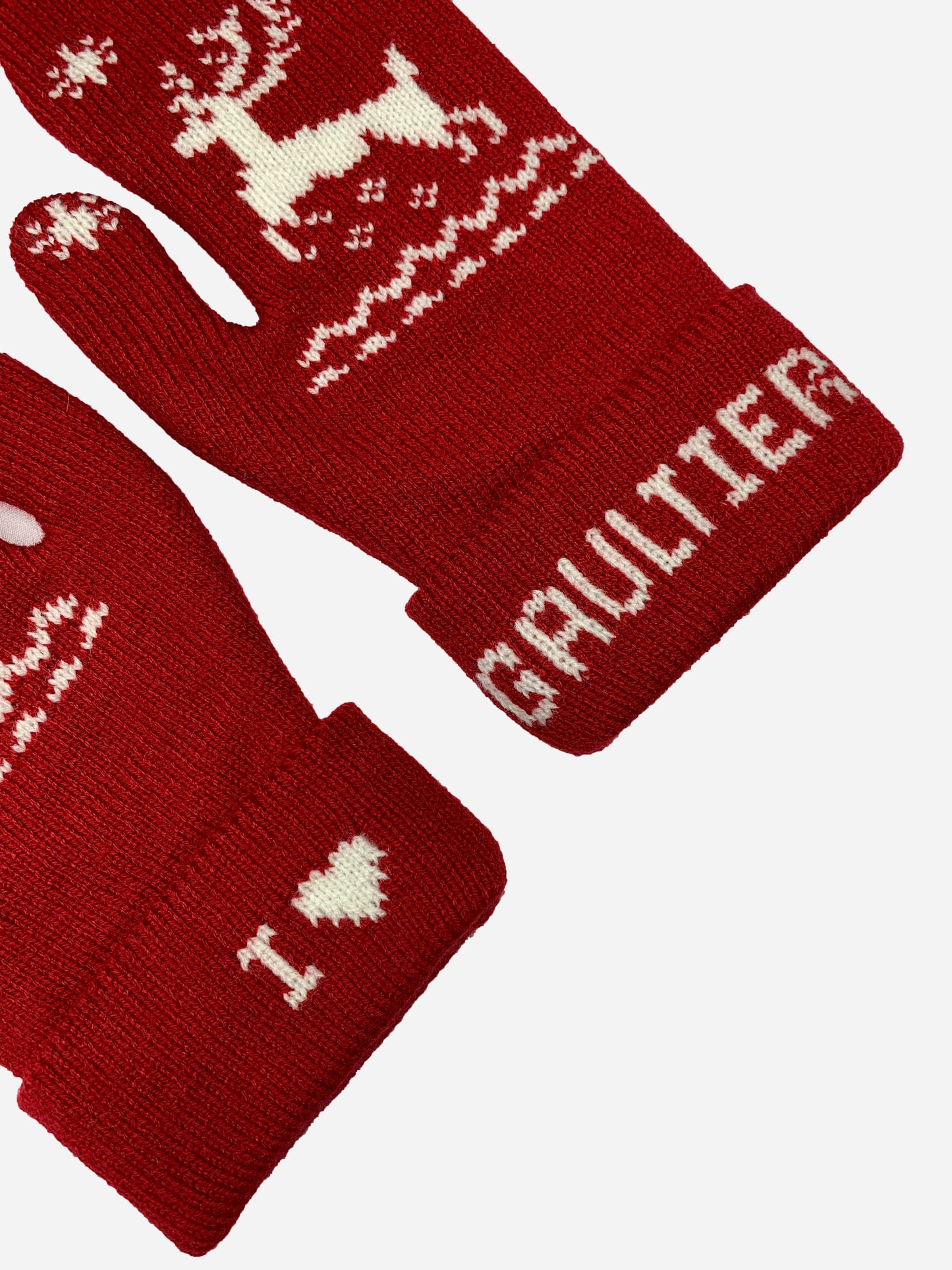 JEAN PAUL GAULTIER 'I <3 GAULTIER' REINDEER GLOVES.