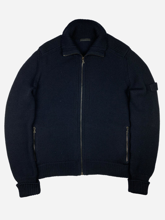 PRADA MILANO F/W 2006 HEAVY KNIT ZIP-UP JACKET. (56 / XL)