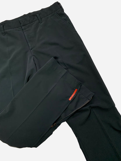 PRADA MILANO LINEA ROSSA GARBADINE NYLON SUIT PANTS. (52 / L)