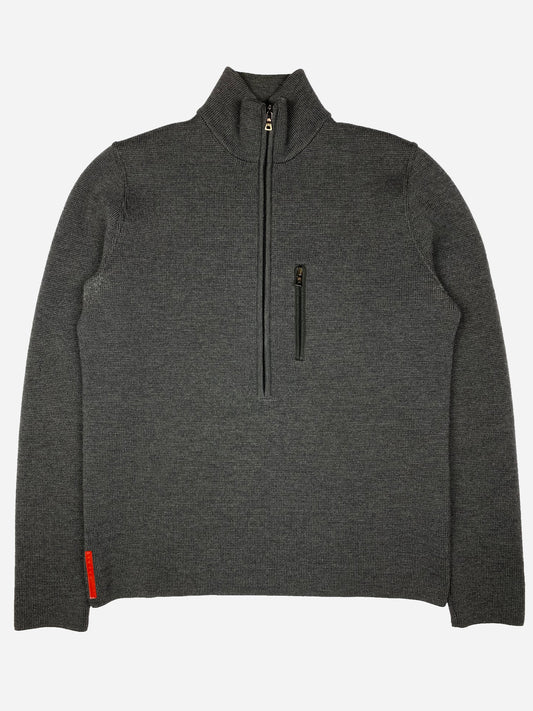 PRADA MILANO LINEA ROSSA HALF-ZIP KNITWEAR JUMPER. (50 / M)