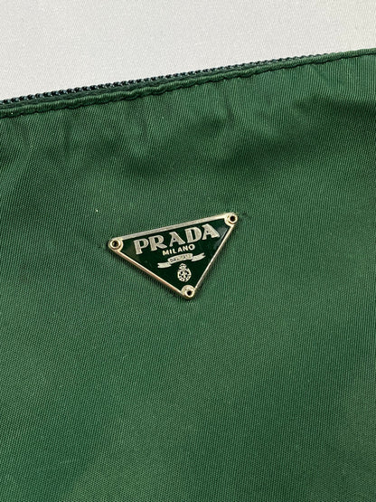 PRADA MILANO GREEN NYLON POUCH.