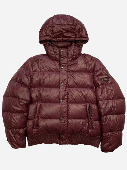 PRADA MILANO EMAILLE PIUMINO HOODED DOWN JACKET. (56 / XL)