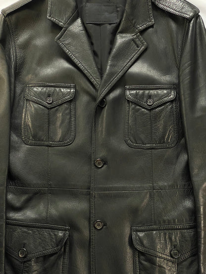 PRADA MILANO F/W 1998 MULTIPOCKET LEATHER COAT. (50 / M)