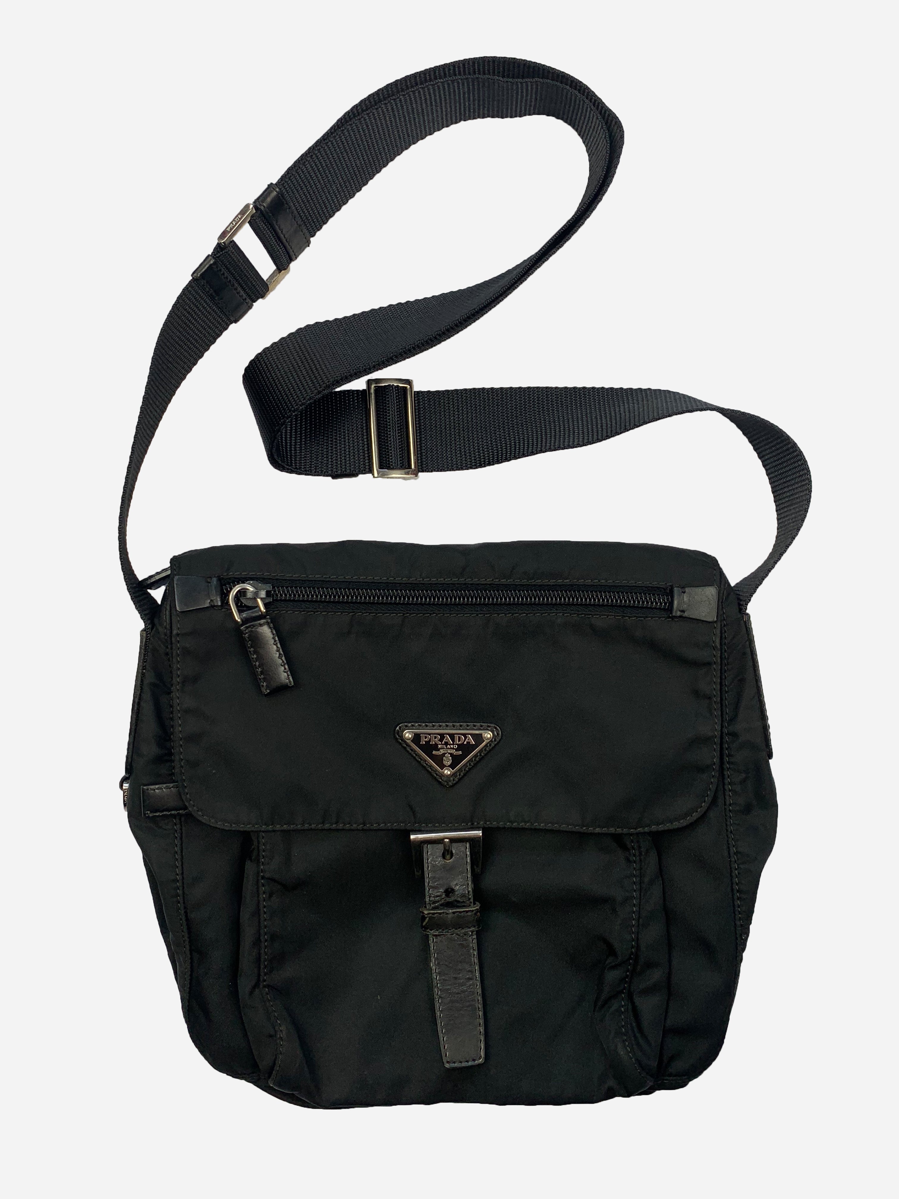 Prada Vitello Phenix Argilla Grey Leather Flap Crossbody Bag 1BD163:  Handbags: Amazon.com