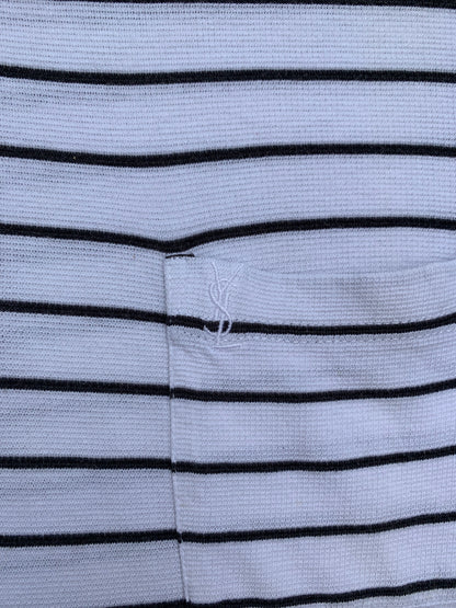 YVES SAINT LAURENT STRIPED PIQUÉ POLOSHIRT. (XL)