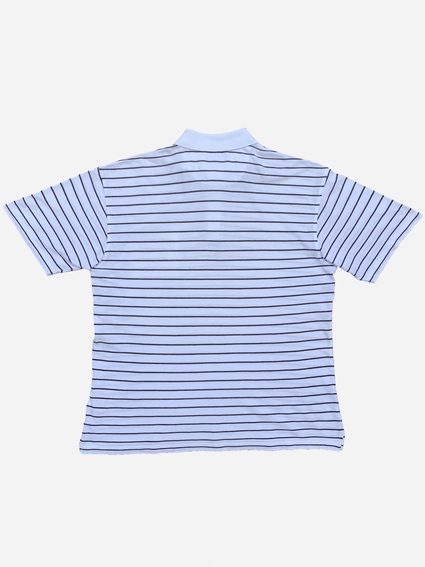 YVES SAINT LAURENT STRIPED PIQUÉ POLOSHIRT. (XL)