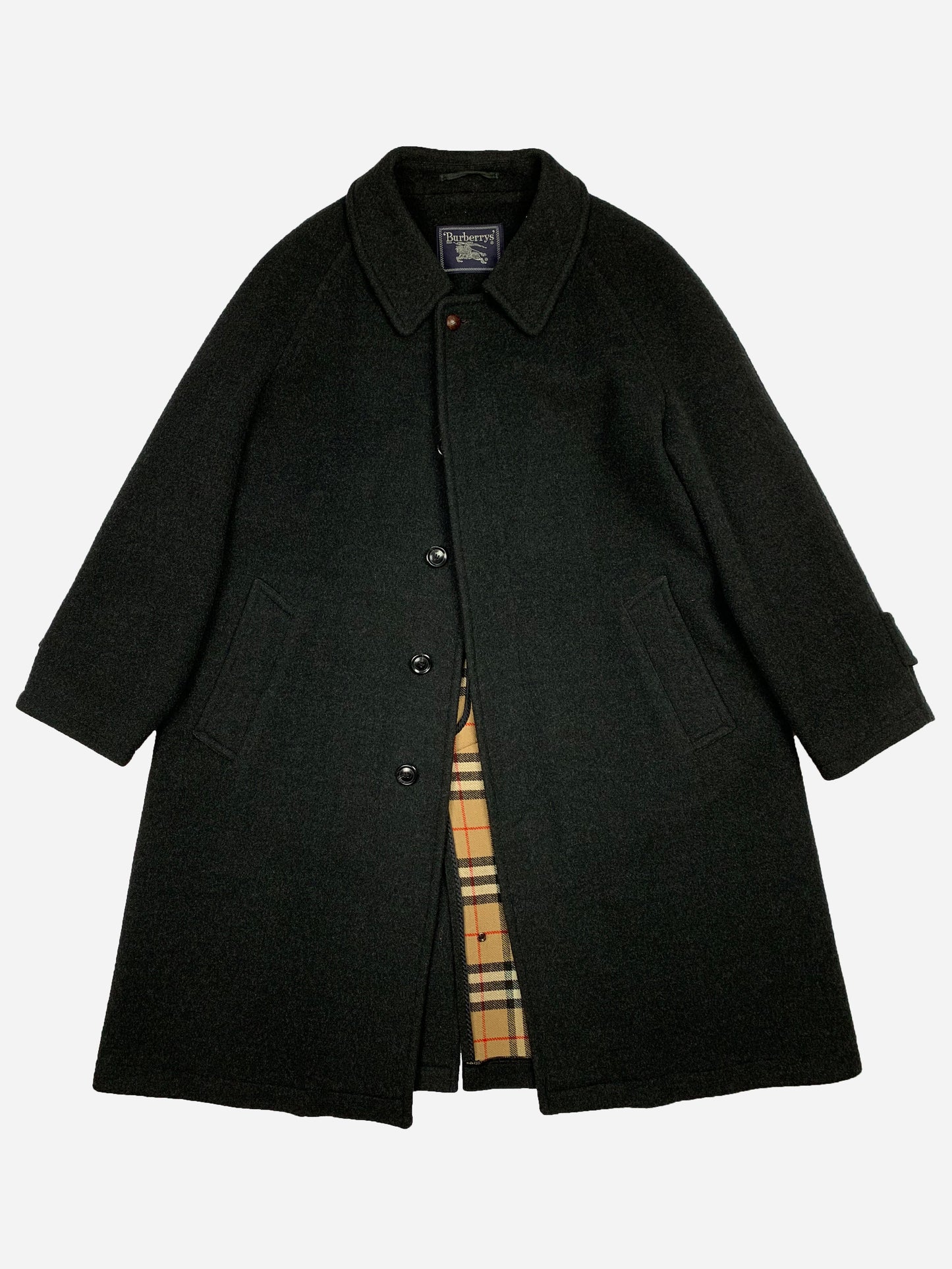 BURBERRY LONDON WOOL TRENCHCOAT WITH NOVACHECK LINING. (XL)