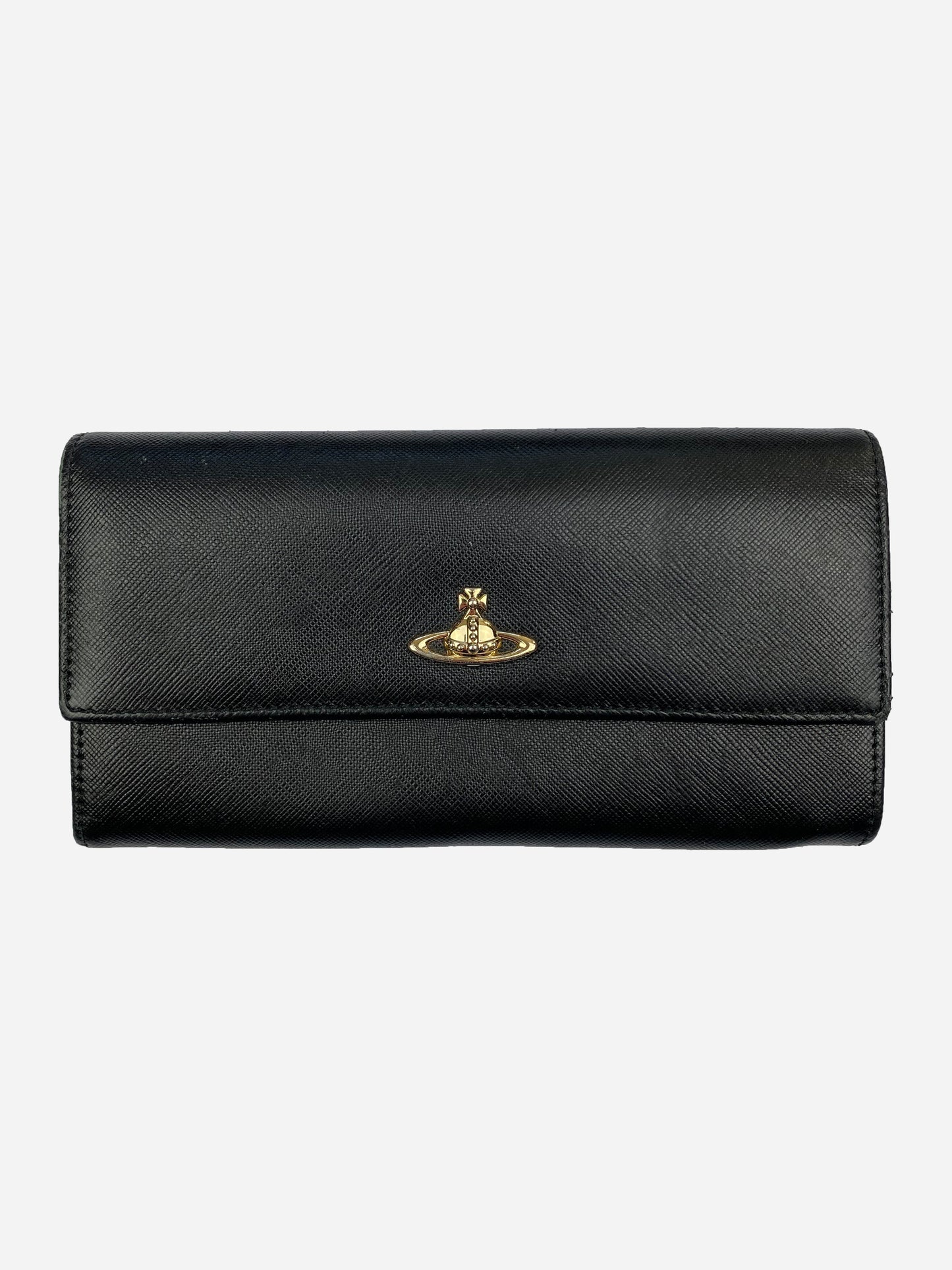 VIVIENNE WESTWOOD SAFFIANO LEATHER ORBIT WALLET.