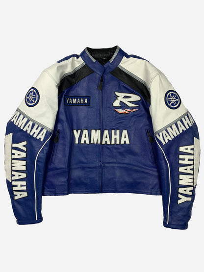 VINTAGE YAMAHA RACING MOTORCYCLE LEATHER JACKET. (XXL)